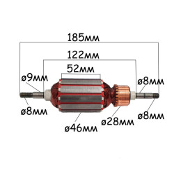 Якорь для электрокосы Kraissmann ERT 2900VA (185х46 резьба)